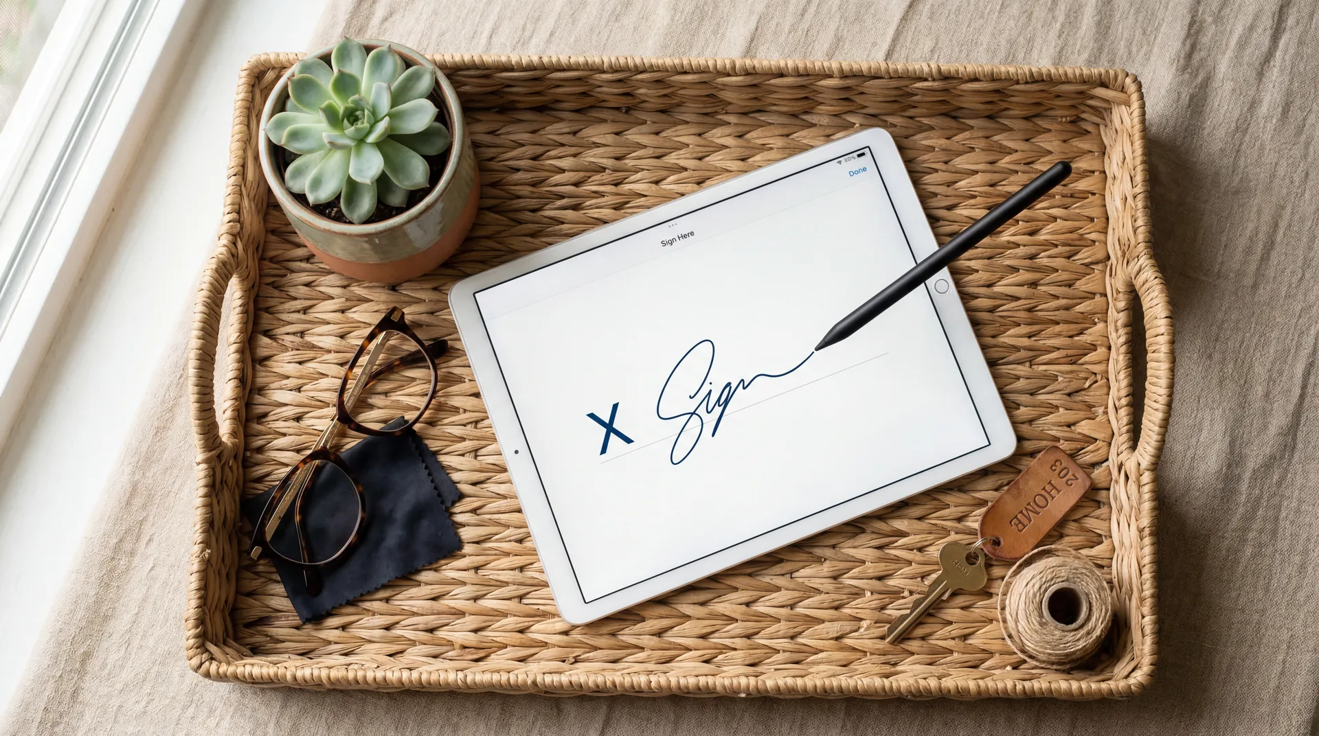 Digital lease signing on a tablet for a Villages, FL rental property