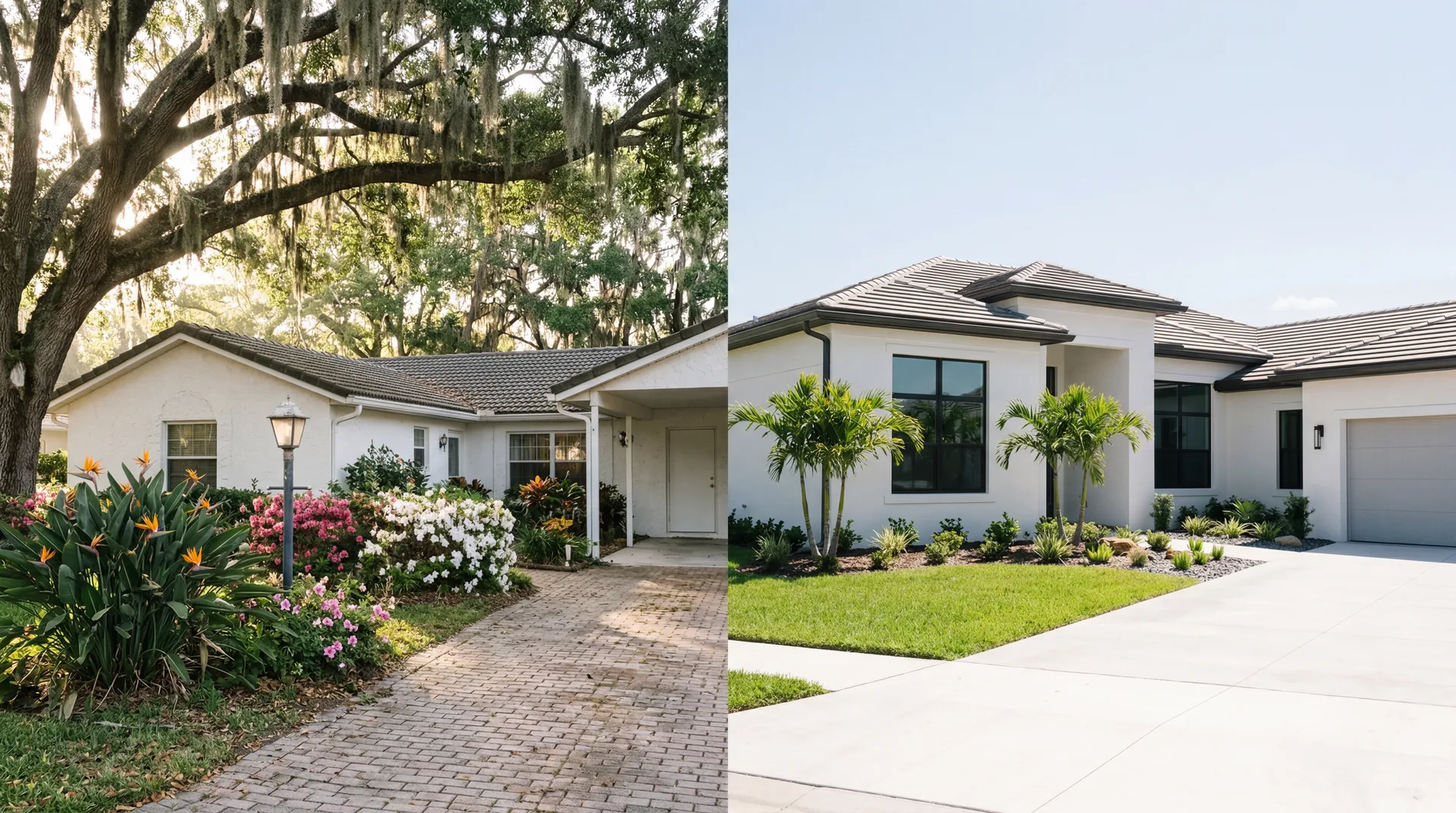 Older established Villages neighborhood versus newer southern construction — north vs south comparison