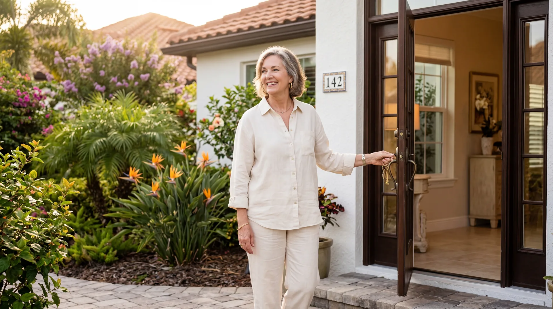Villages homeowner self-managing their rental property at the front door