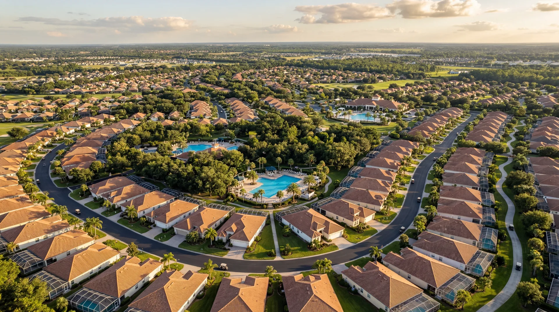 Brownwood Paddock Square shopping and dining area in The Villages, FL